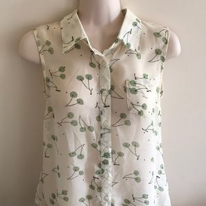 THML cherry sleeveless button up top tank XS